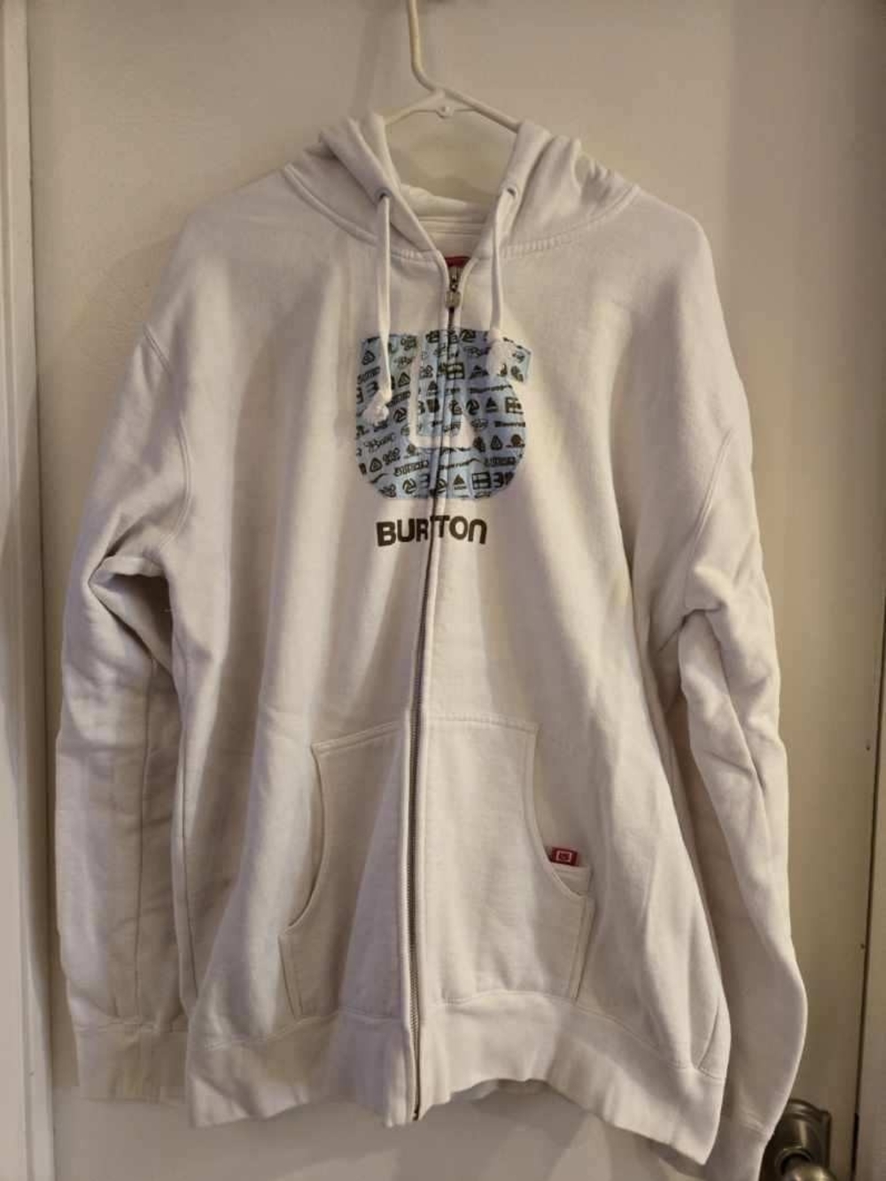 Burton White Zip-Up Hoodie Jacket